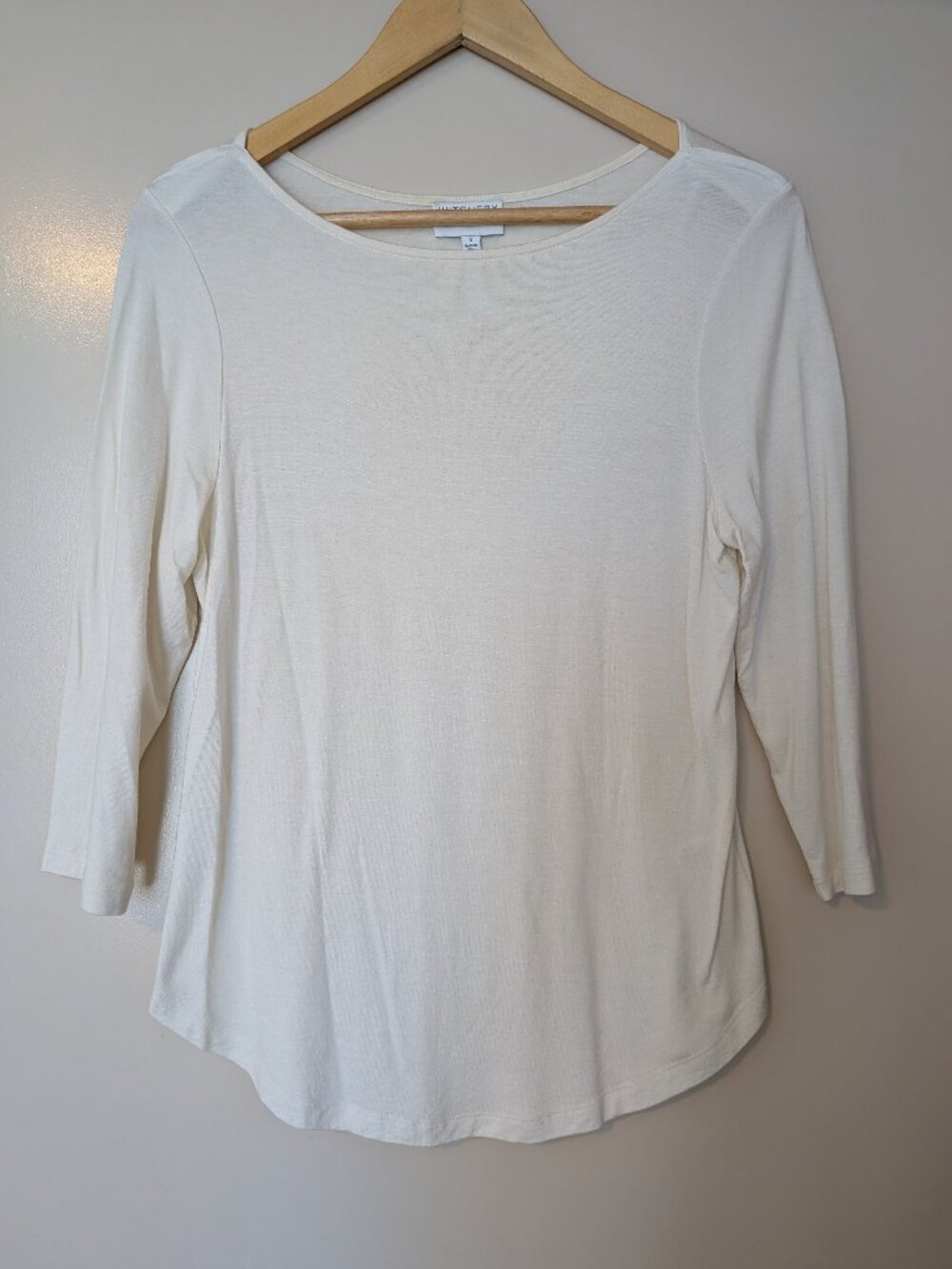 Witchery Cream Boatneck Top 3/4 Sleeve Modal Merino Size S Like New